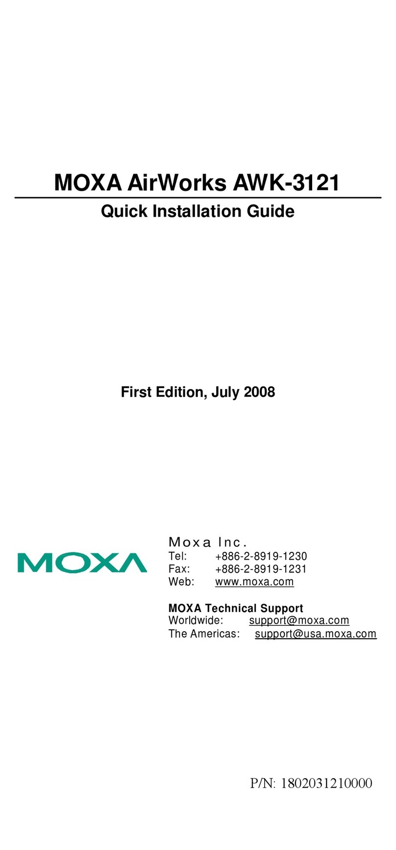 Moxa Technologies AirWorks AWK-3121 User manual