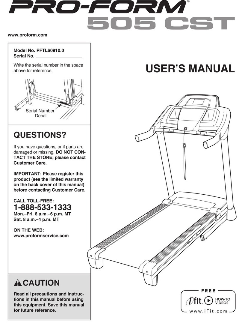 Pro-Form 505 Cst Treadmill User manual