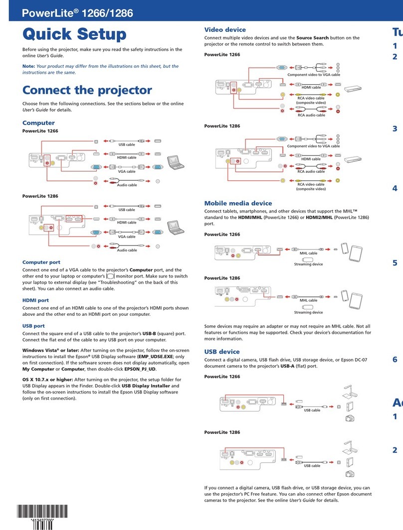 Epson PowerLite 1266 Specification sheet