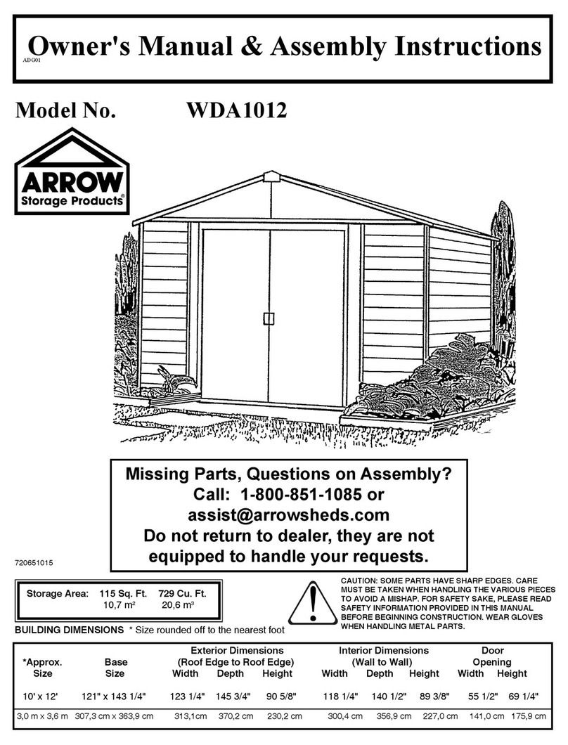 Arrow Storage Products WDA1012 Owner's manual & assembly instructions