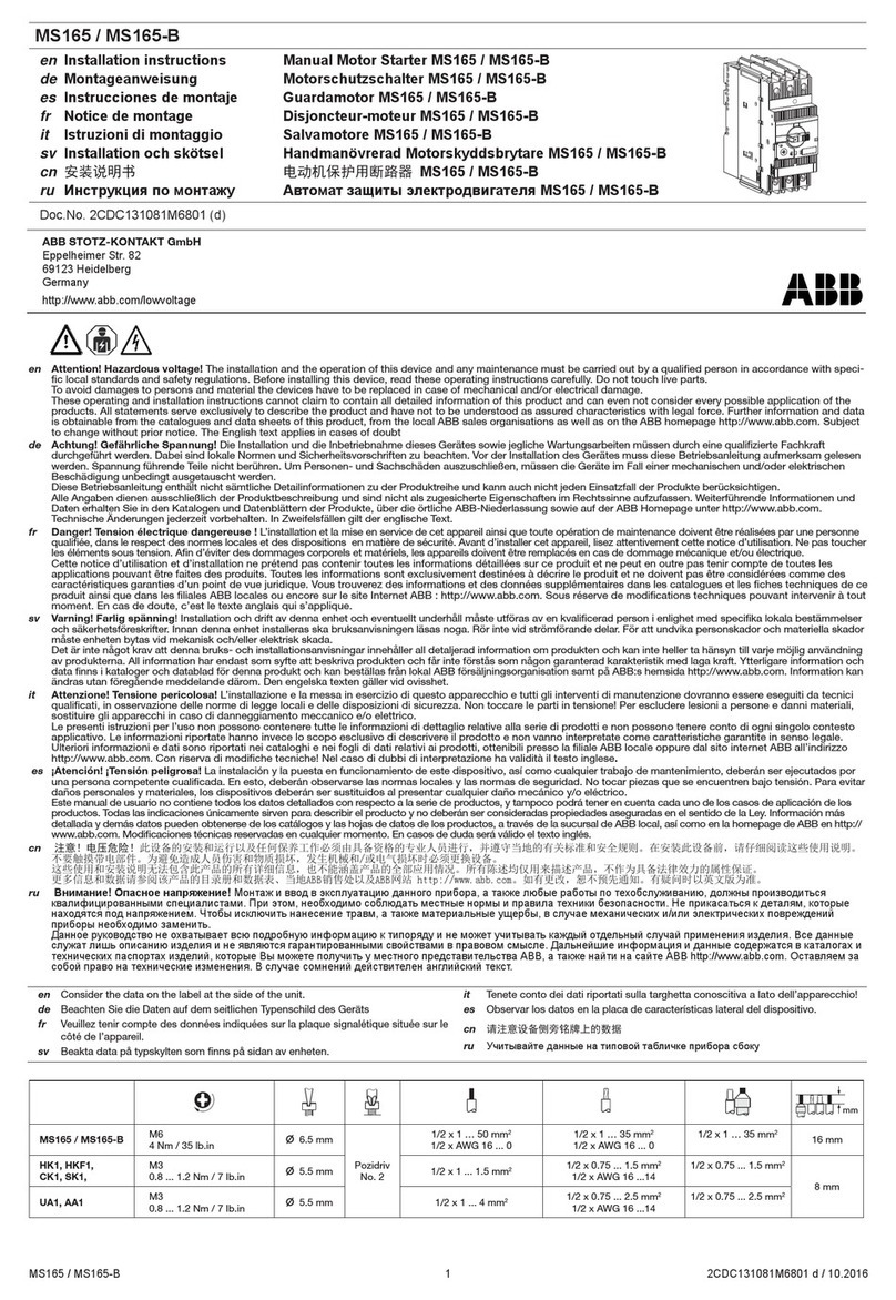ABB MS165 installation instructions