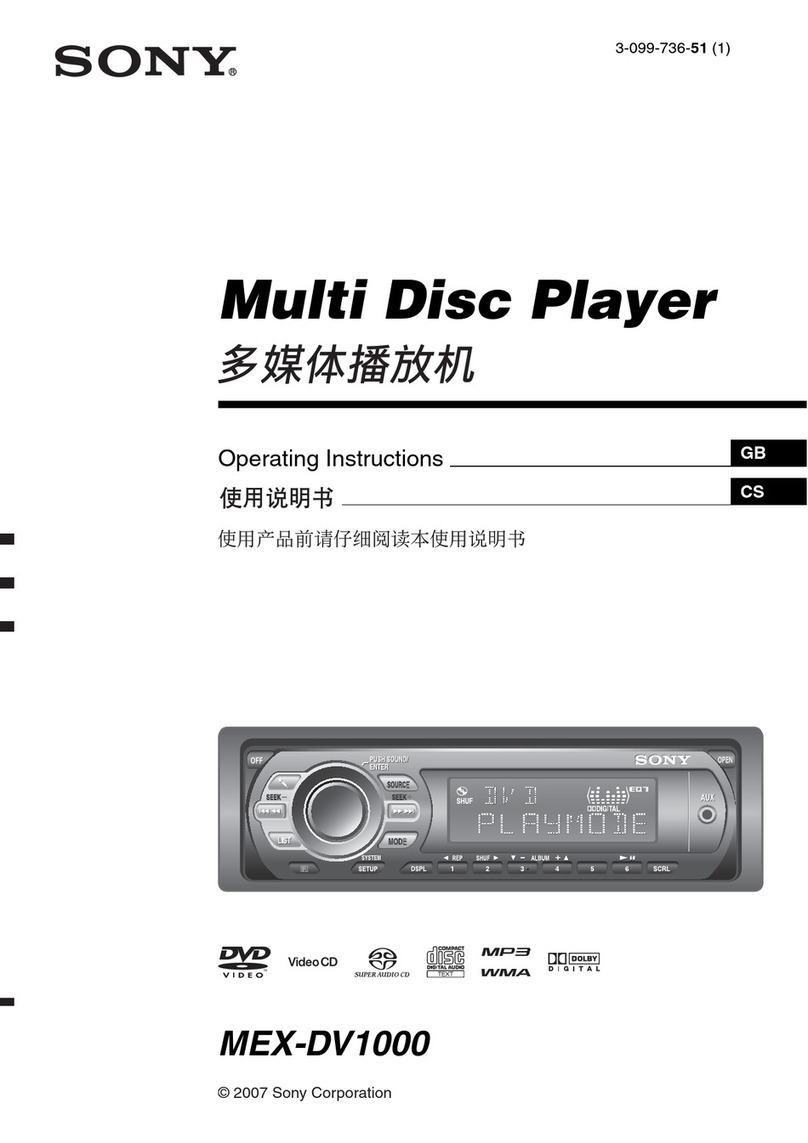 Sony MEX-DV1000 - Cd/dvd Receiver, Mp3/wma Player Operating	 instruction