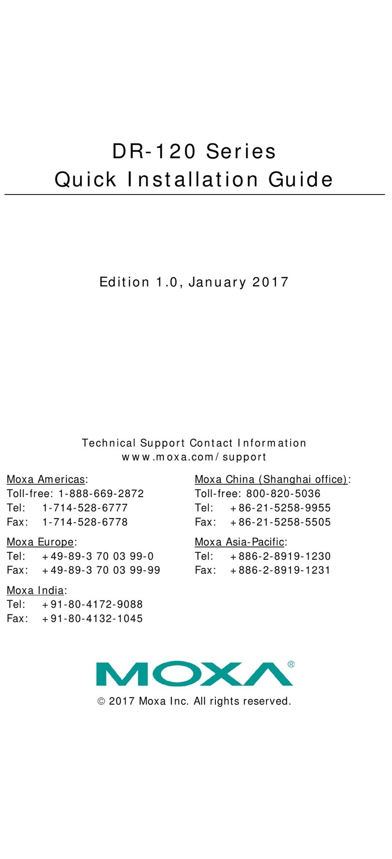 Moxa Technologies DR-120-24 User manual