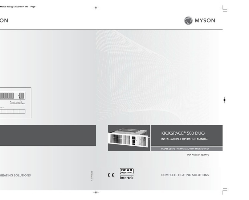 Myson KICKSPACE 500 DUO Installation & operating manual