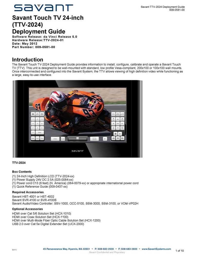 Savant Touch TTV-2024 Deployment guide