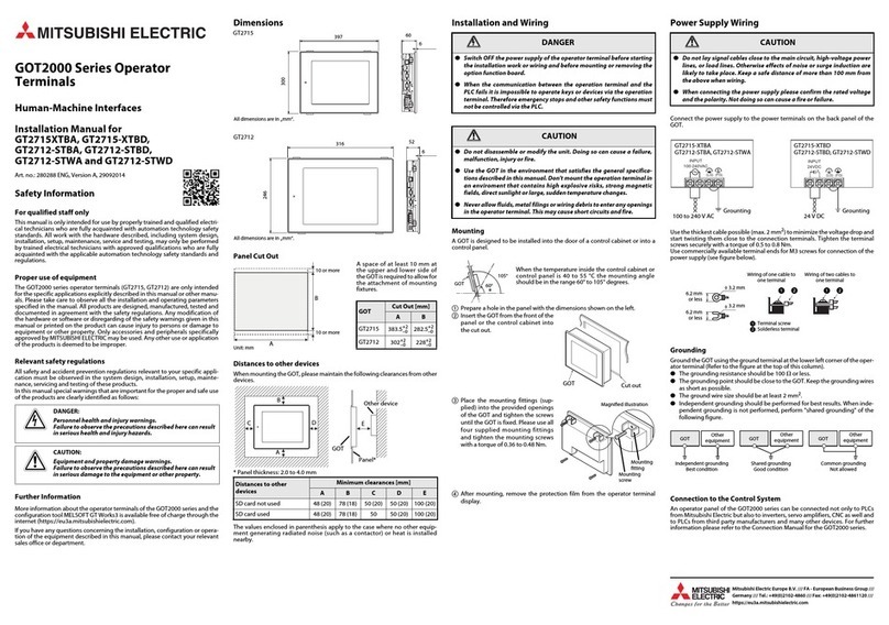 Mitsubishi GT2715XTBA installation manual