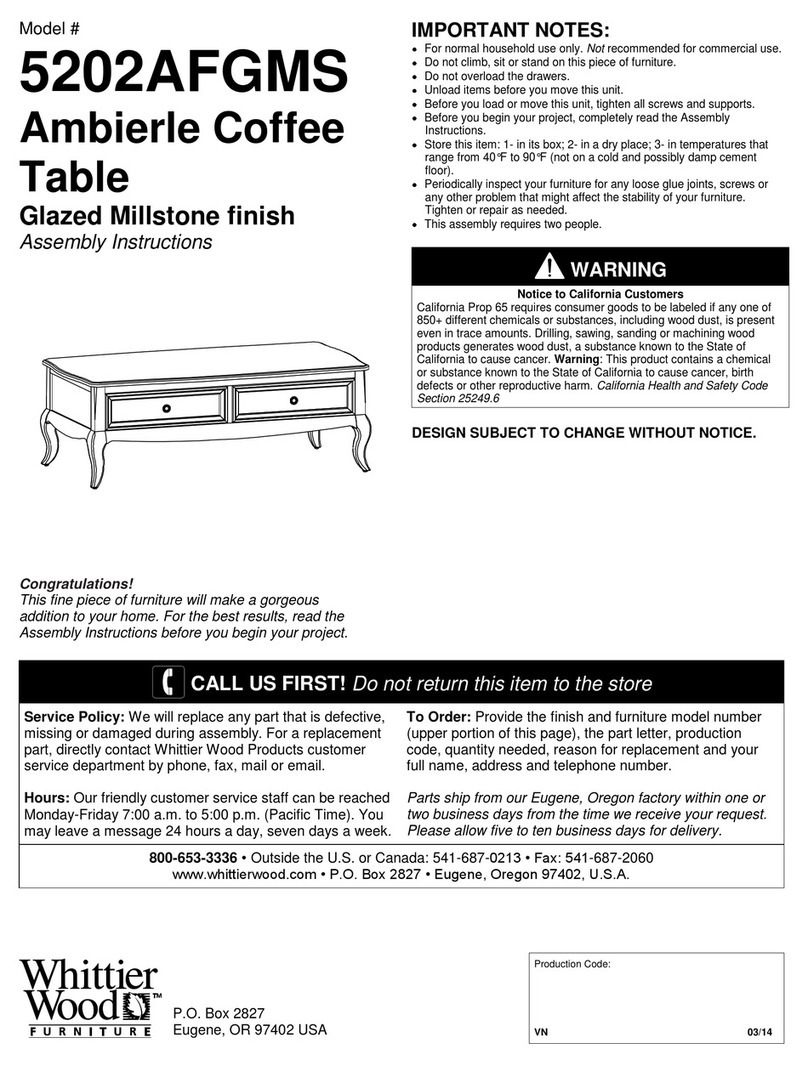 Whittier Wood 5202AFGMS Assembly instructions