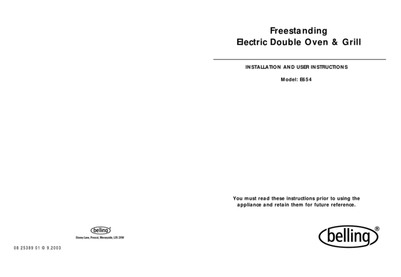 Belling E654 Installation and user instructions