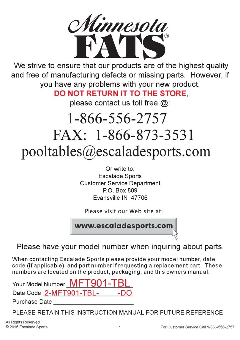 Minnesota Fats MFT901-TBL Assembly manual