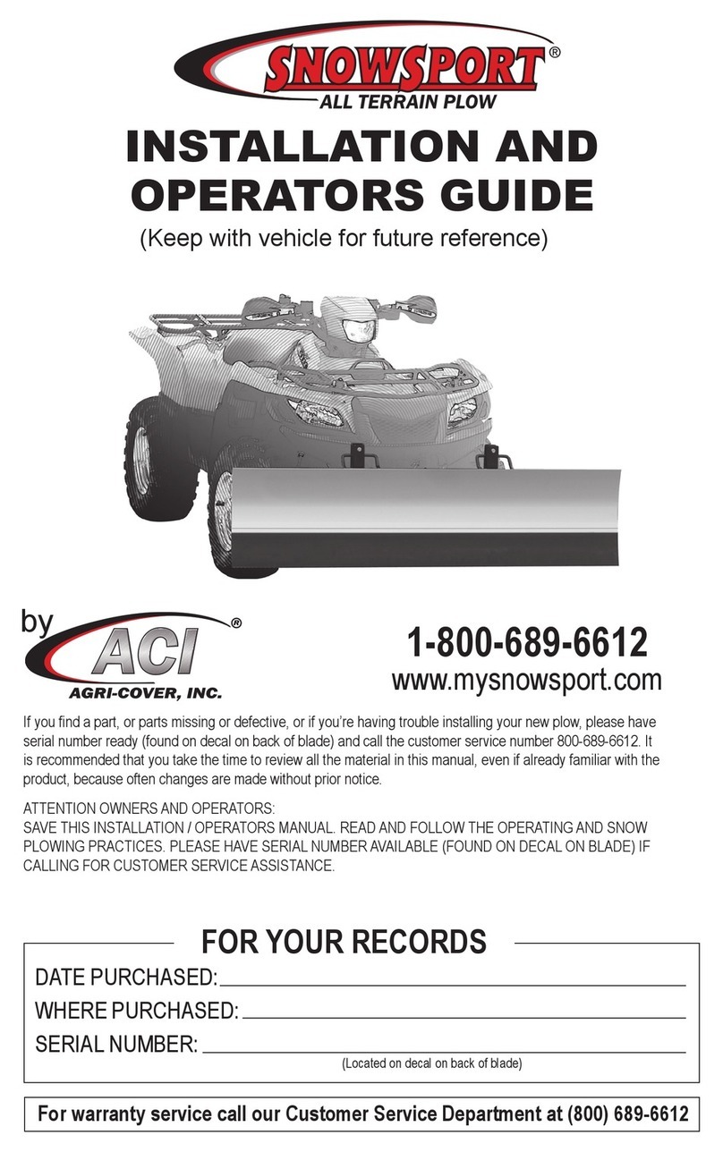 Snowsport all terrain plow Installation and operator's manual Snowsport all terrain plow Installation and operator's manual