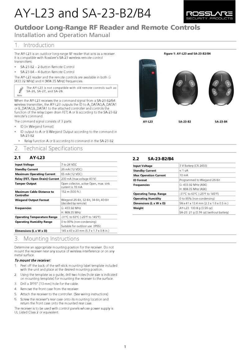 Rosslare SA-23-B4 Installation and operation manual