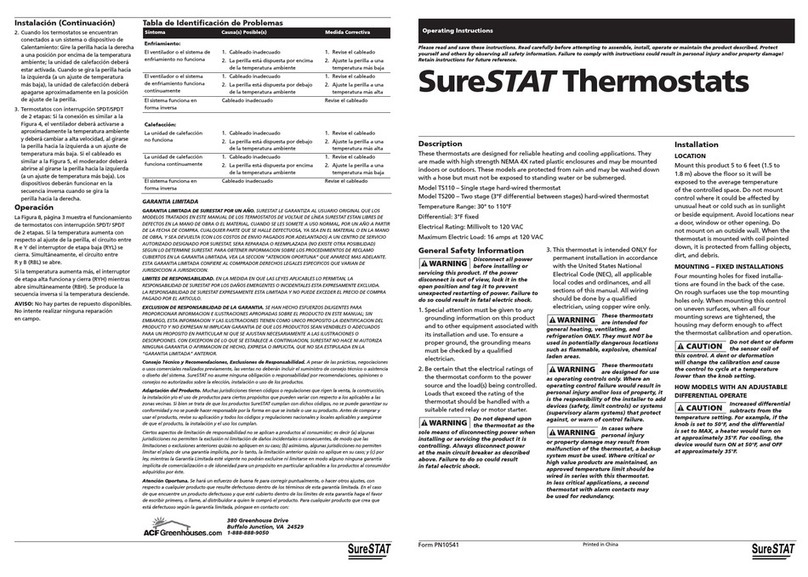 ACF GreenHouse SureSTAT TS200 operating instructions
