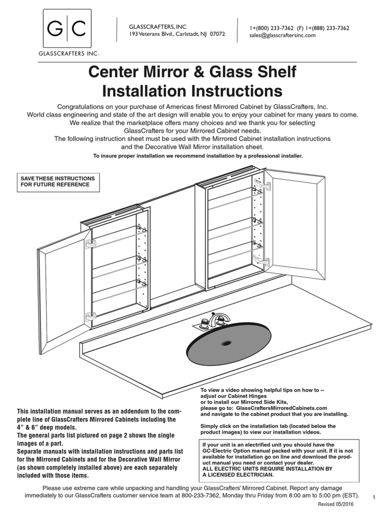 GlassCrafters Center Mirror & Glass Shelf installation instructions