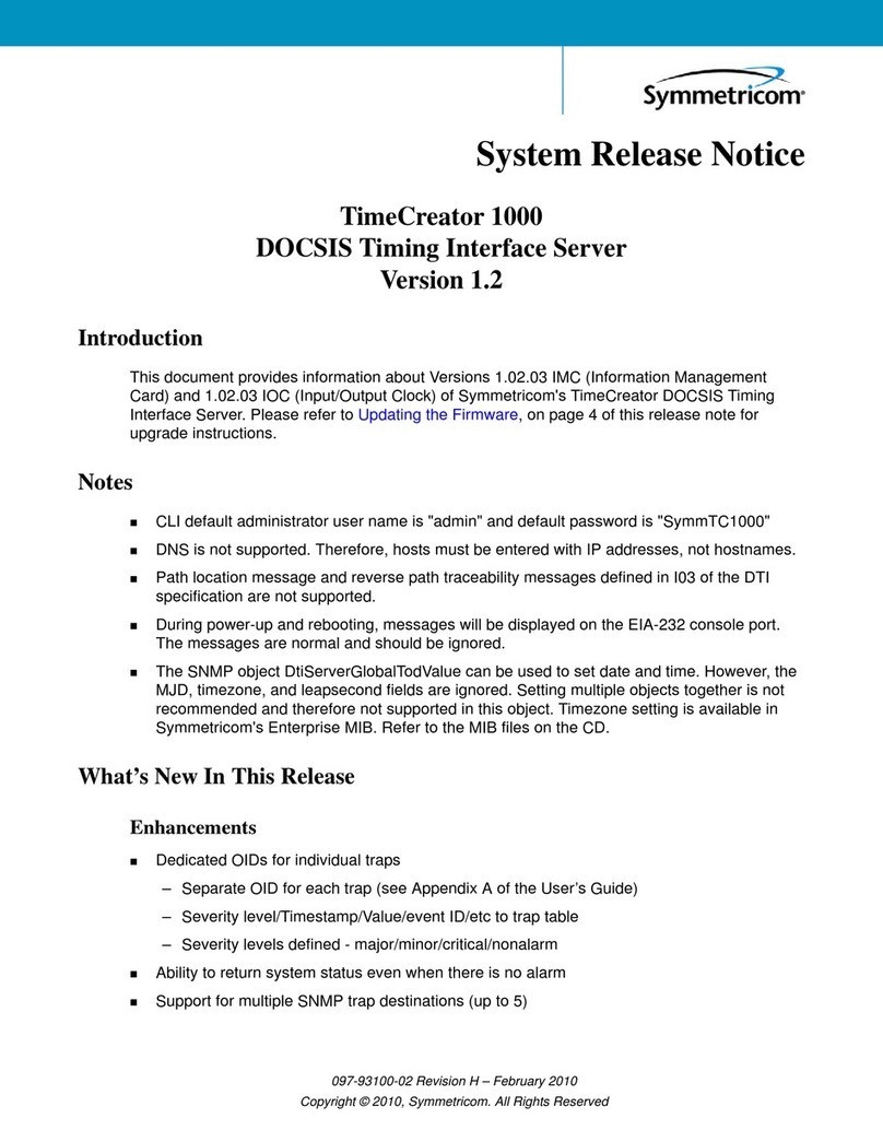 Symmetricom TimeProvider 1000 Operation and maintenance manual