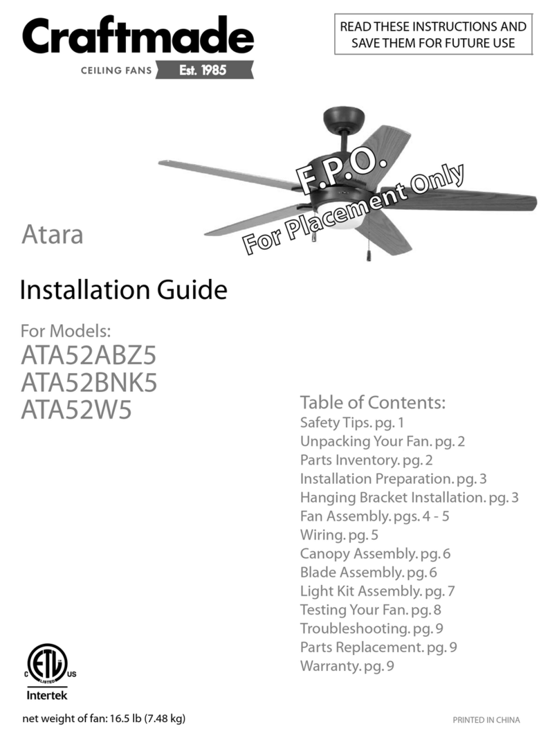 Craftmade Atara ATARA ATA52ABZ5 User manual