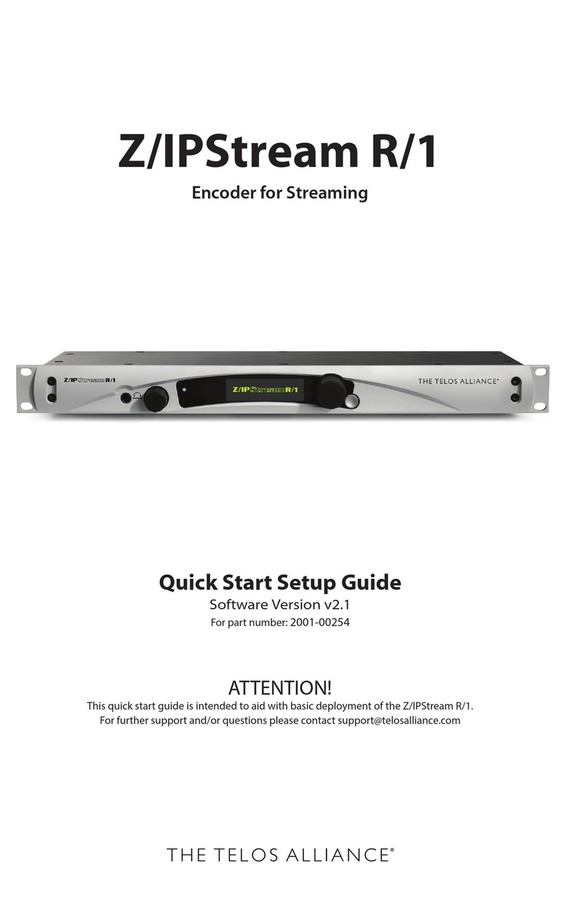 The Telios Alliance Z/IPStream R/1 Quick start setup guide The Telios Alliance Z/IPStream R/1 Quick start setup guide