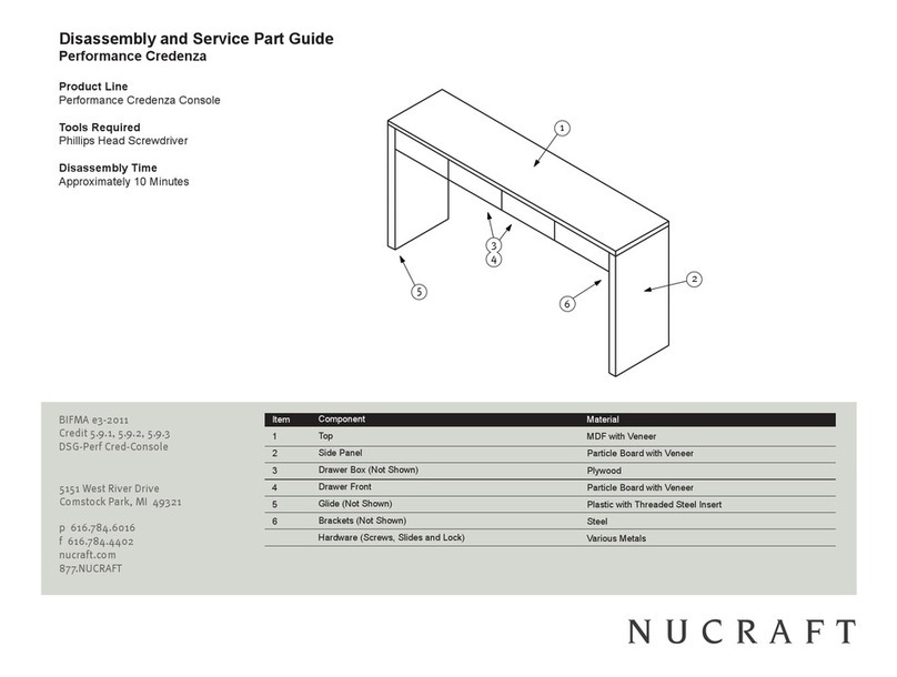 Nucraft Performance Credenza Console Disassembly and service part guide