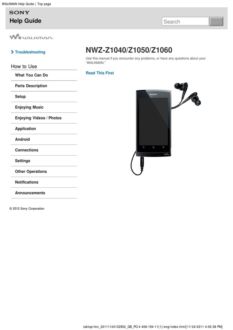 Sony Walkman NWZ-Z1040 Reference guide