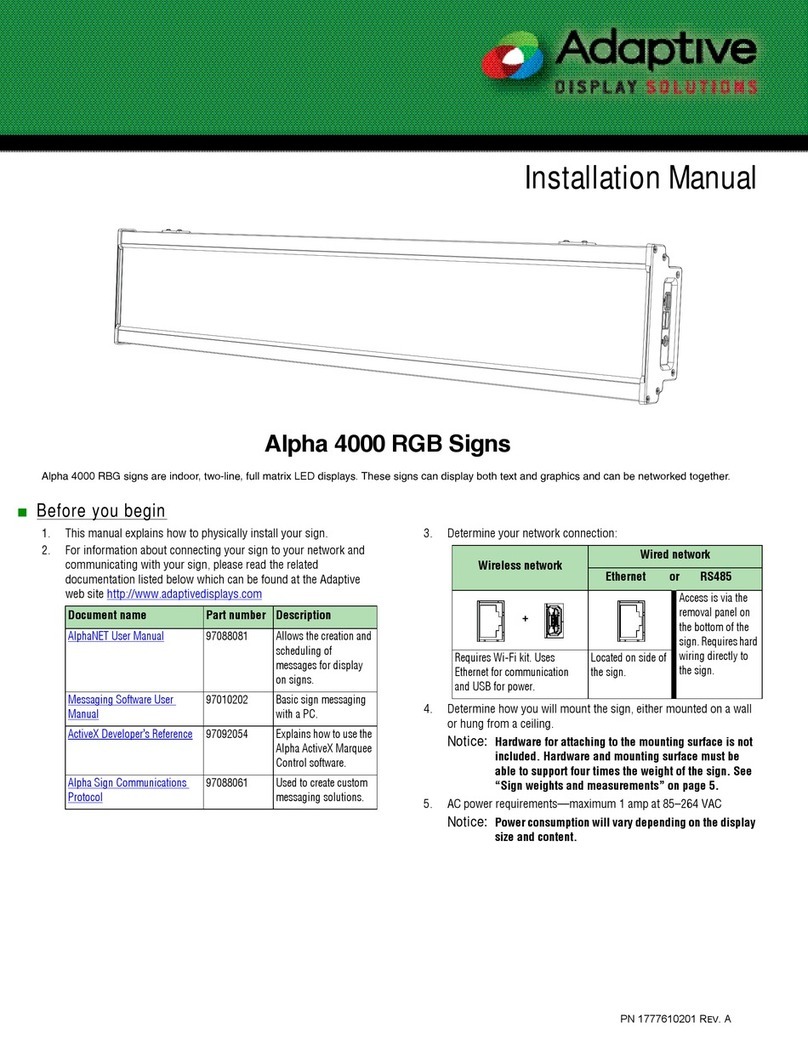 Adaptive Display Solutions Alpha 4000 installation manual