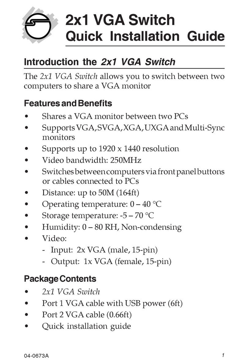 SIIG 2x1 VGA Switch User manual