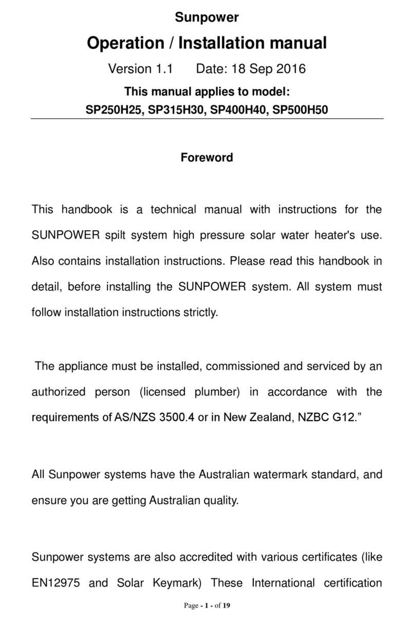 Sun Power SP250U18 Operation & installation manual Sun Power SP250U18 Operation & installation manual