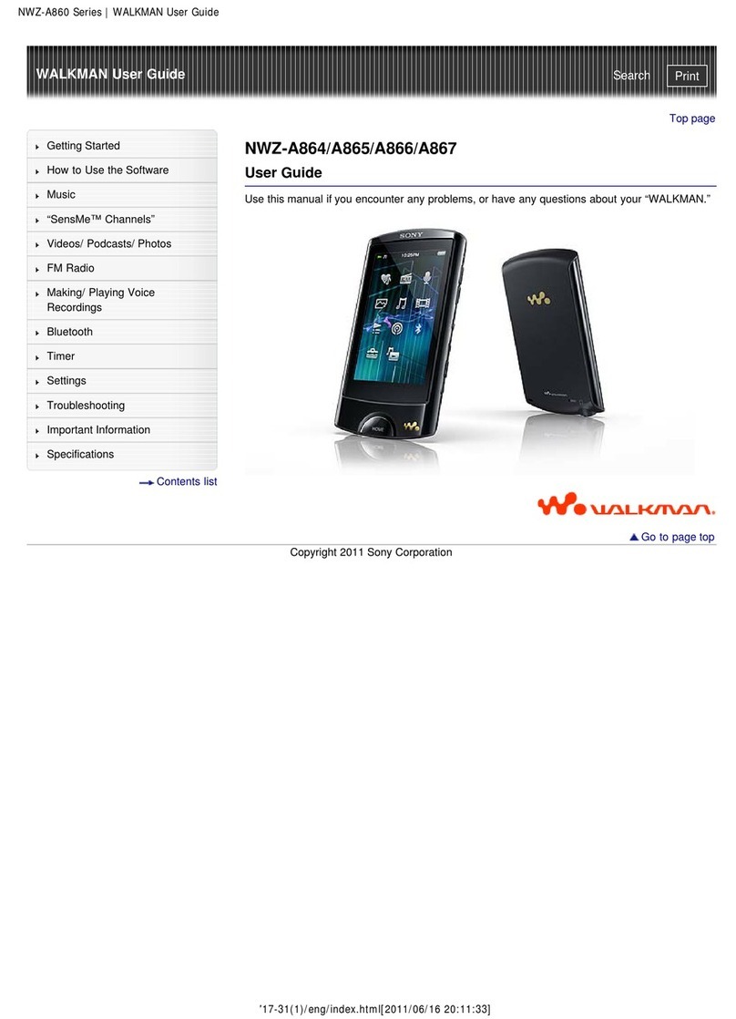 WALKMAN NWZ-A864 user guide