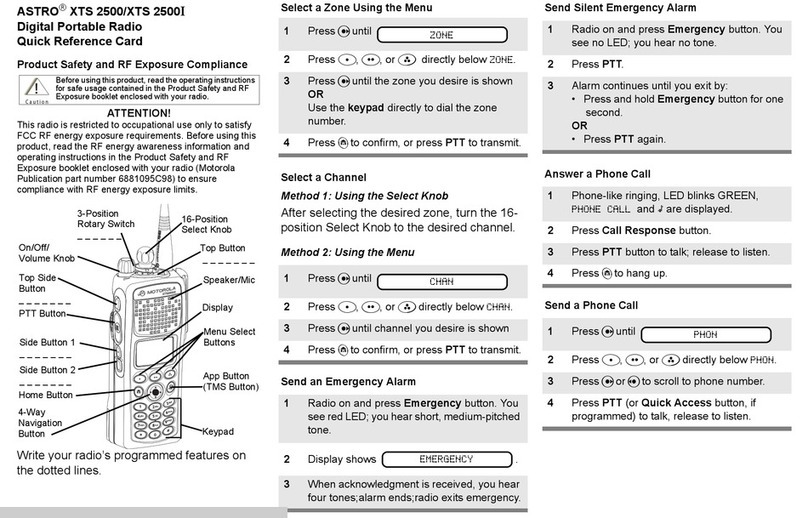 ASTRO XTS 2500 Quick reference card