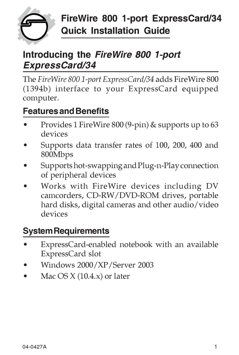 SIIG 1 FireWire 800 CardBus DV-Ki Quick installation guide