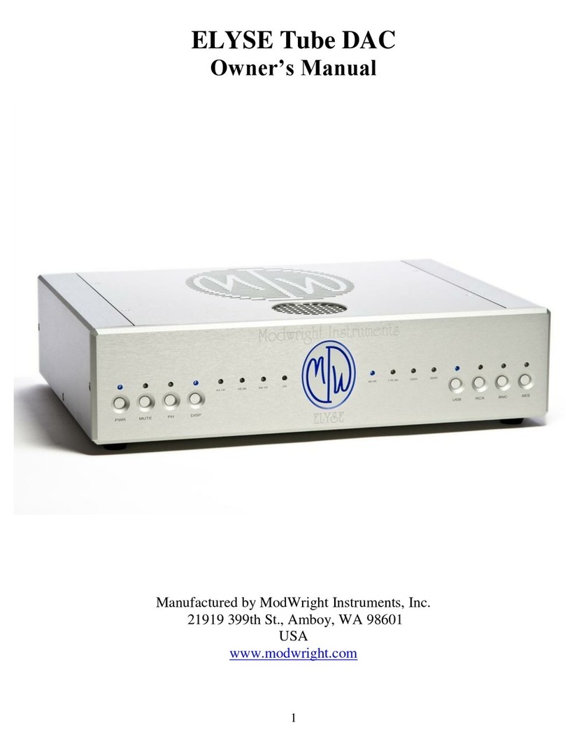 ModWright Instruments ELYSE Tube DAC owner's manual