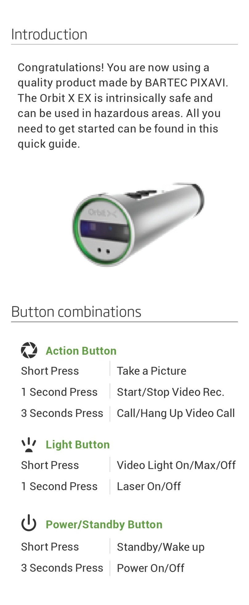 BARTEC PIXAVI Orbit X EX user manual