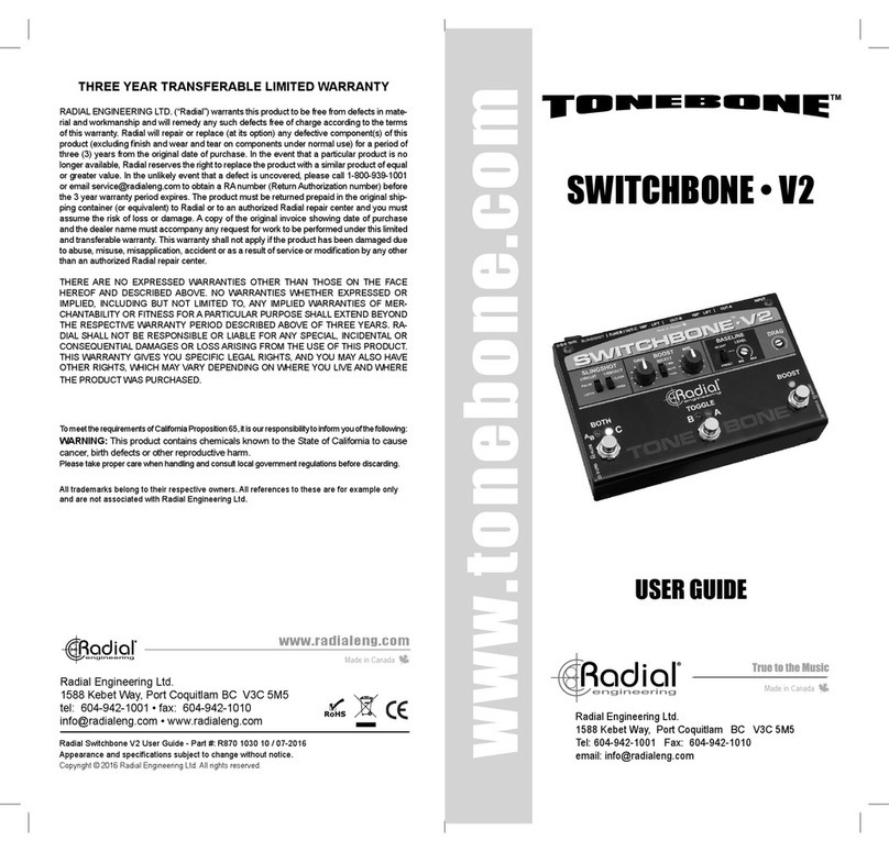 Radial Engineering Tonebone SWITCHBONE V2 User manual