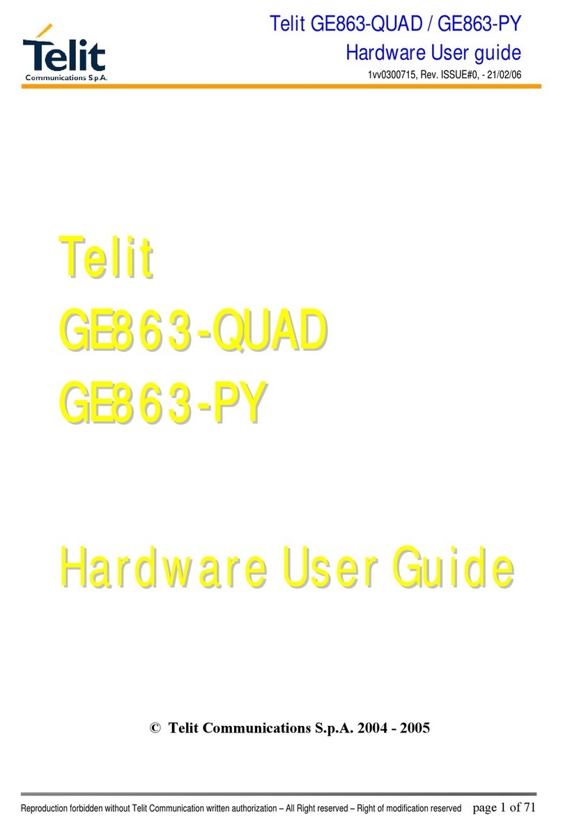 Telit Wireless Solutions GE863-QUAD Pb free Hardware user's guide