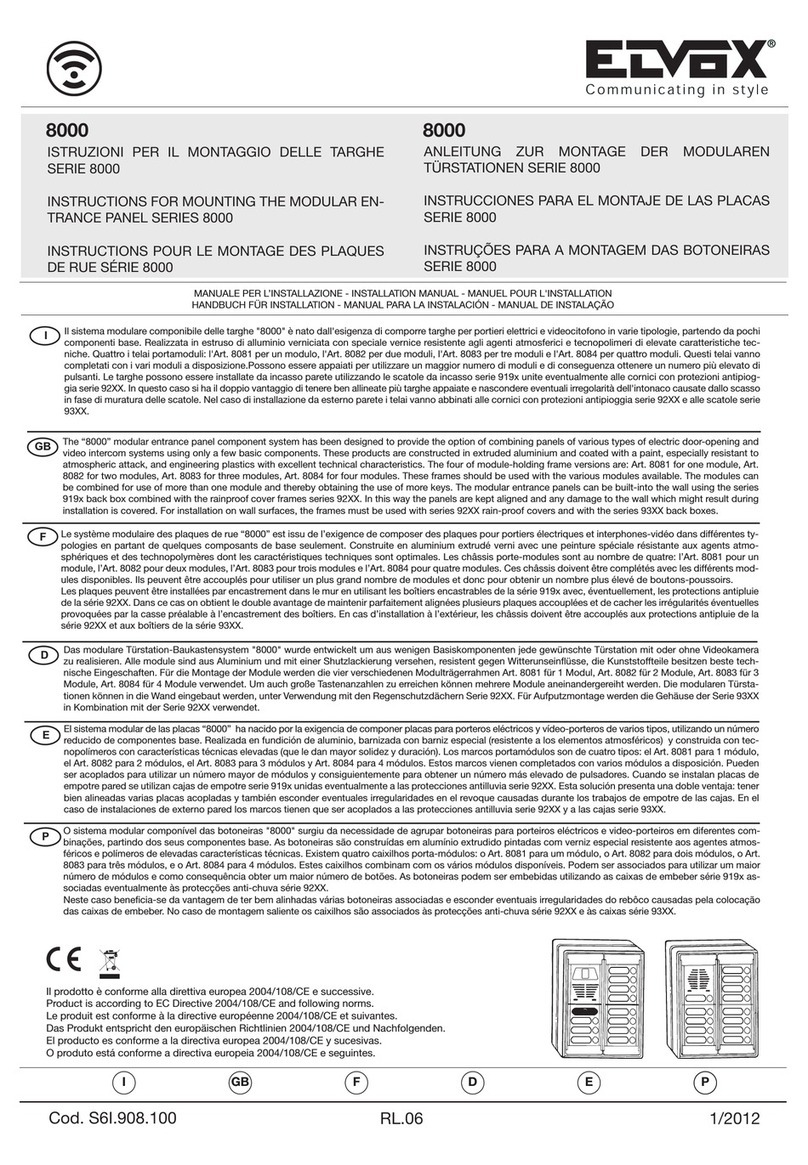 Elvox 8000 SERIES User manual Elvox 8000 SERIES User manual