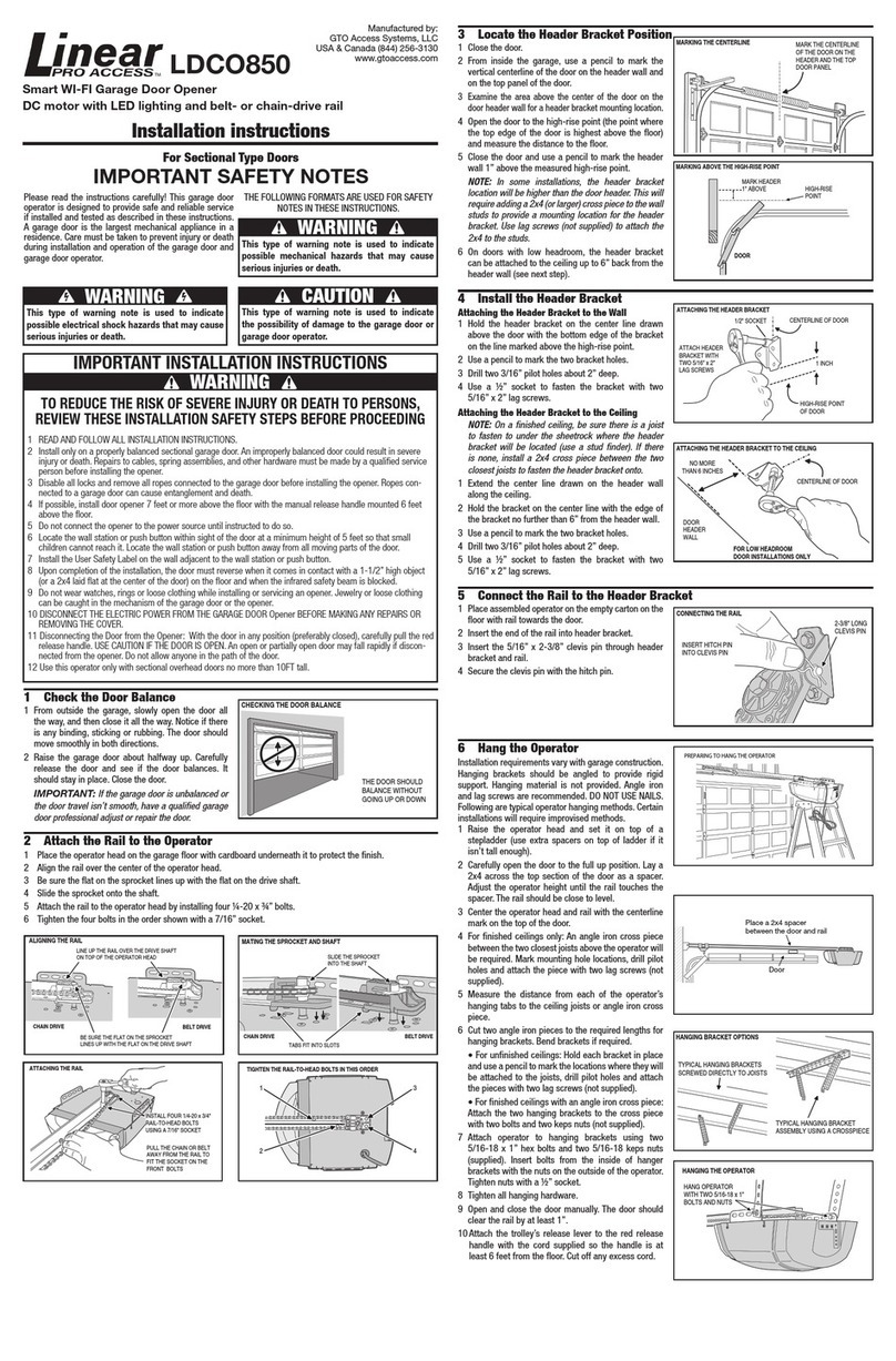 Linear Pro Access LDCO850 installation instructions