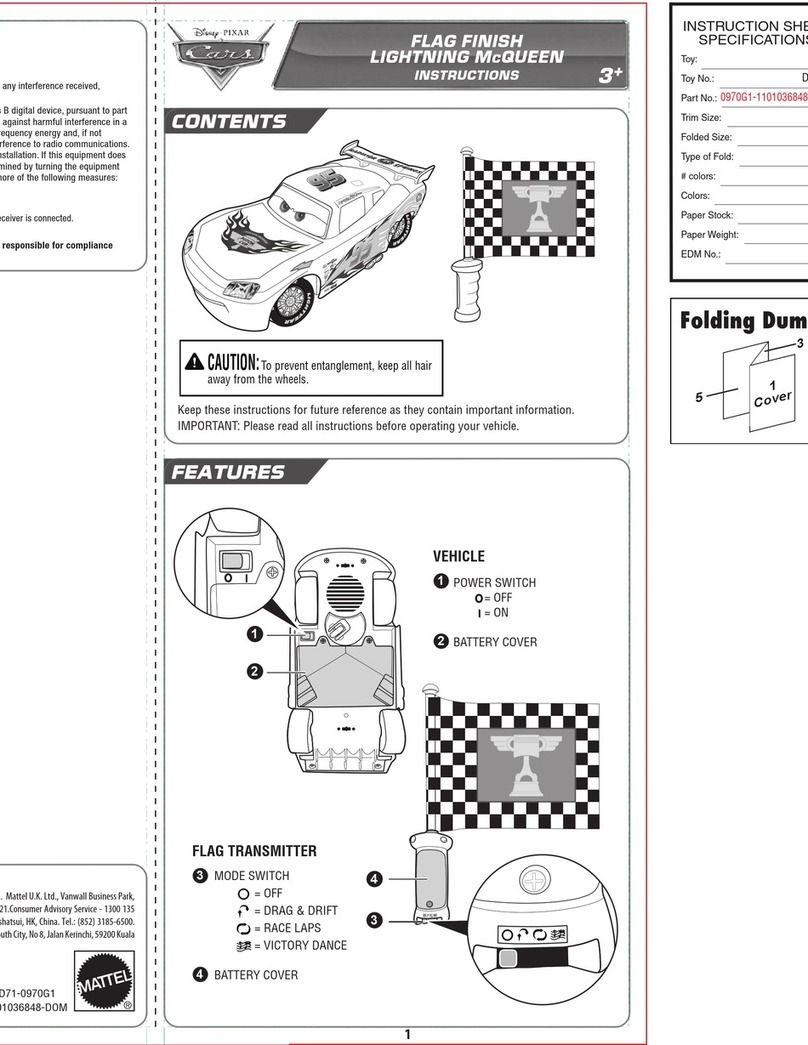 Mattel FLAG FINISH LIGHTNING McQUEEN instructions