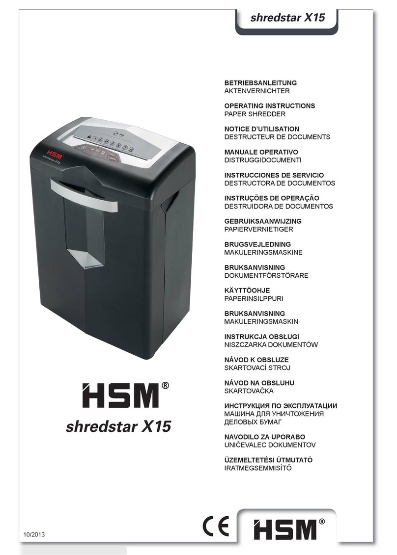 HSM shredstar X15 operating instructions