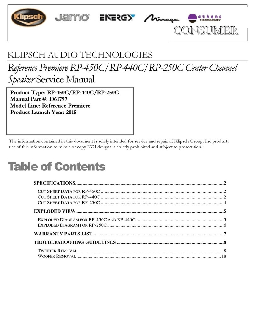 Klipsch Reference Premiere RP-450C Service manual