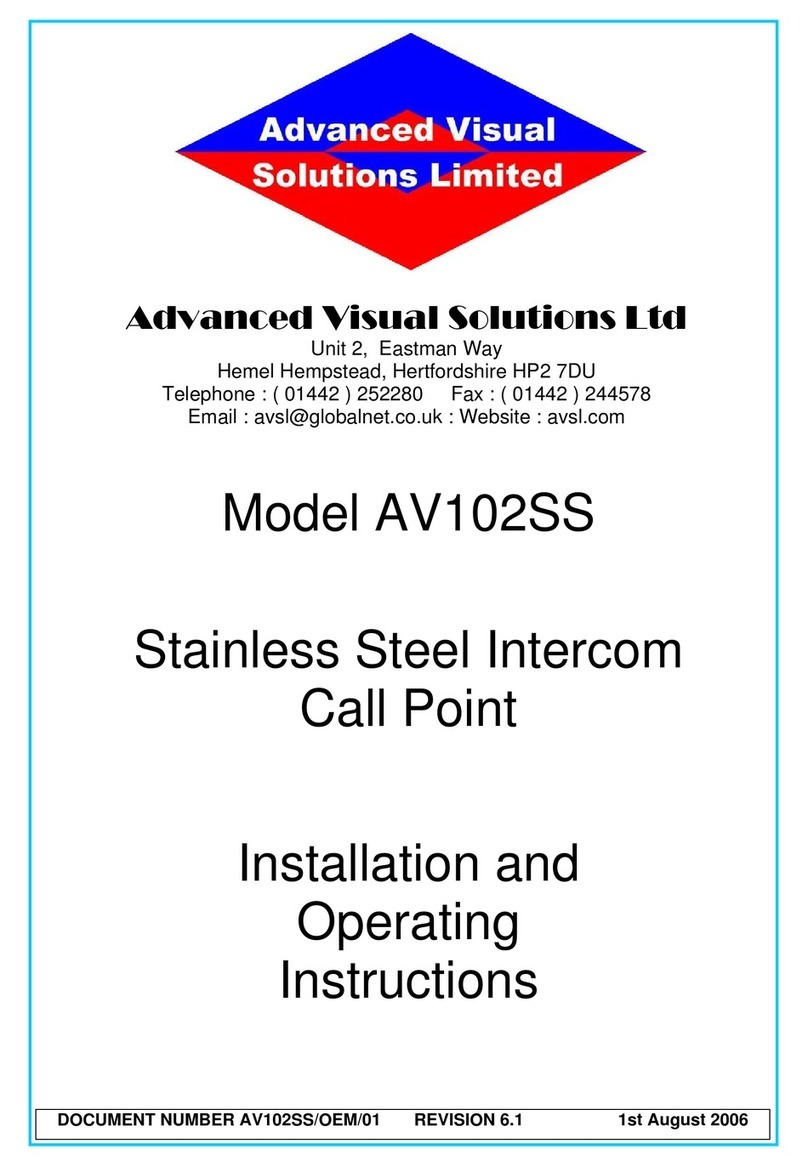 Advanced Visual Solutions AV102SS Installation and operating instructions