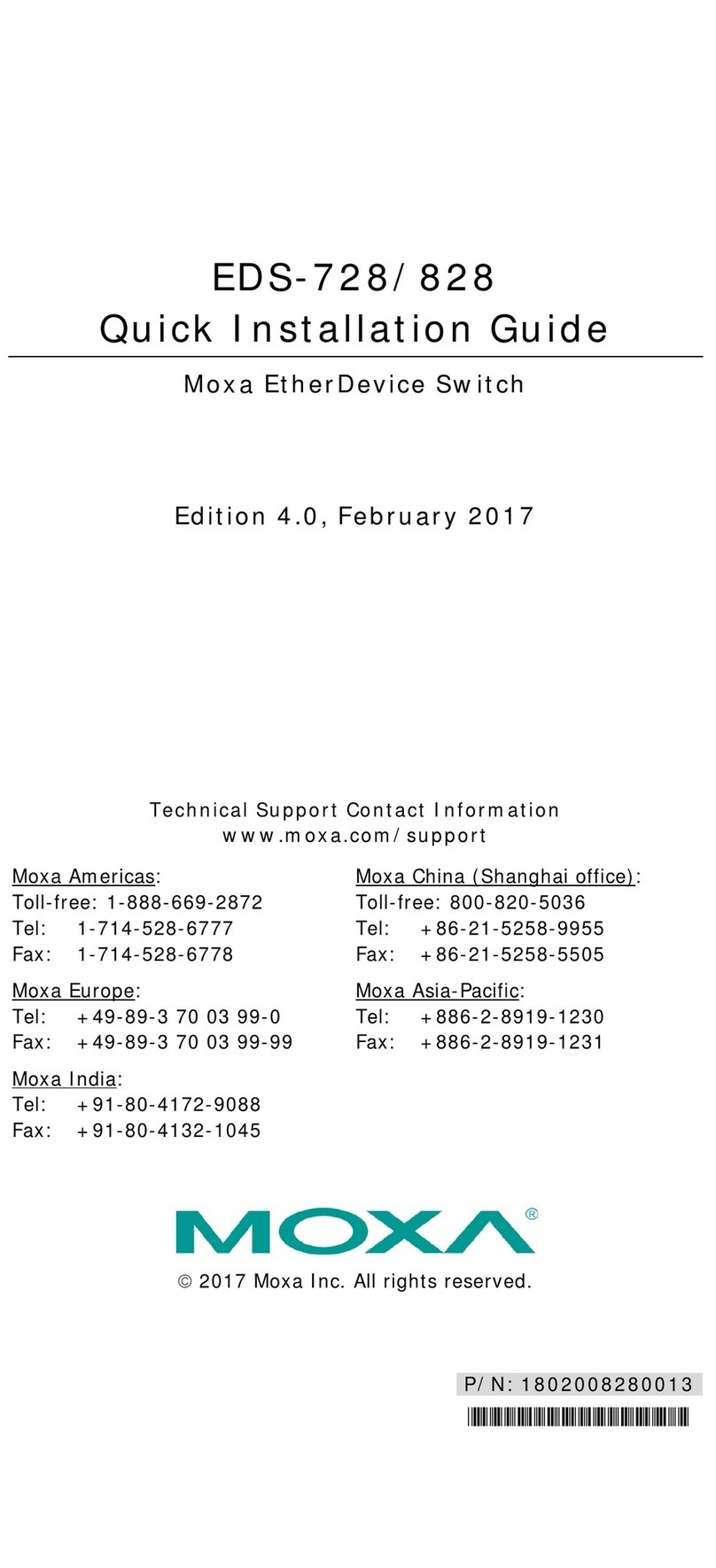 Moxa Technologies EtherDevice EDS-828 Series User manual