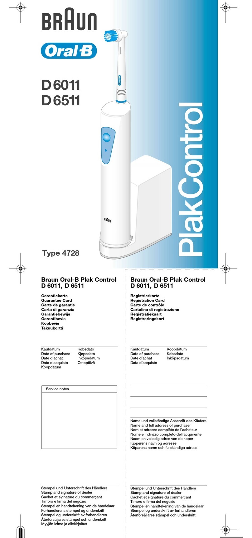 Braun Oral-B Plak Control D 6011 use instructions