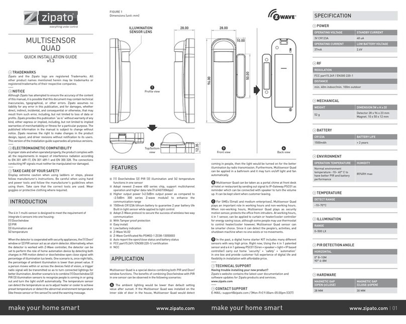 Zipato Z Wave MULTISENSORQUAD User manual