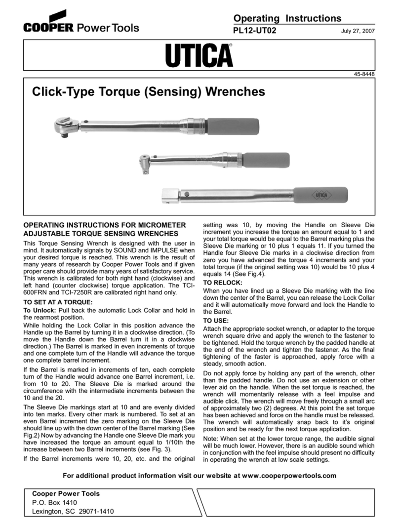 Cooper Power Tools UTICA PL12-UT02 operating instructions