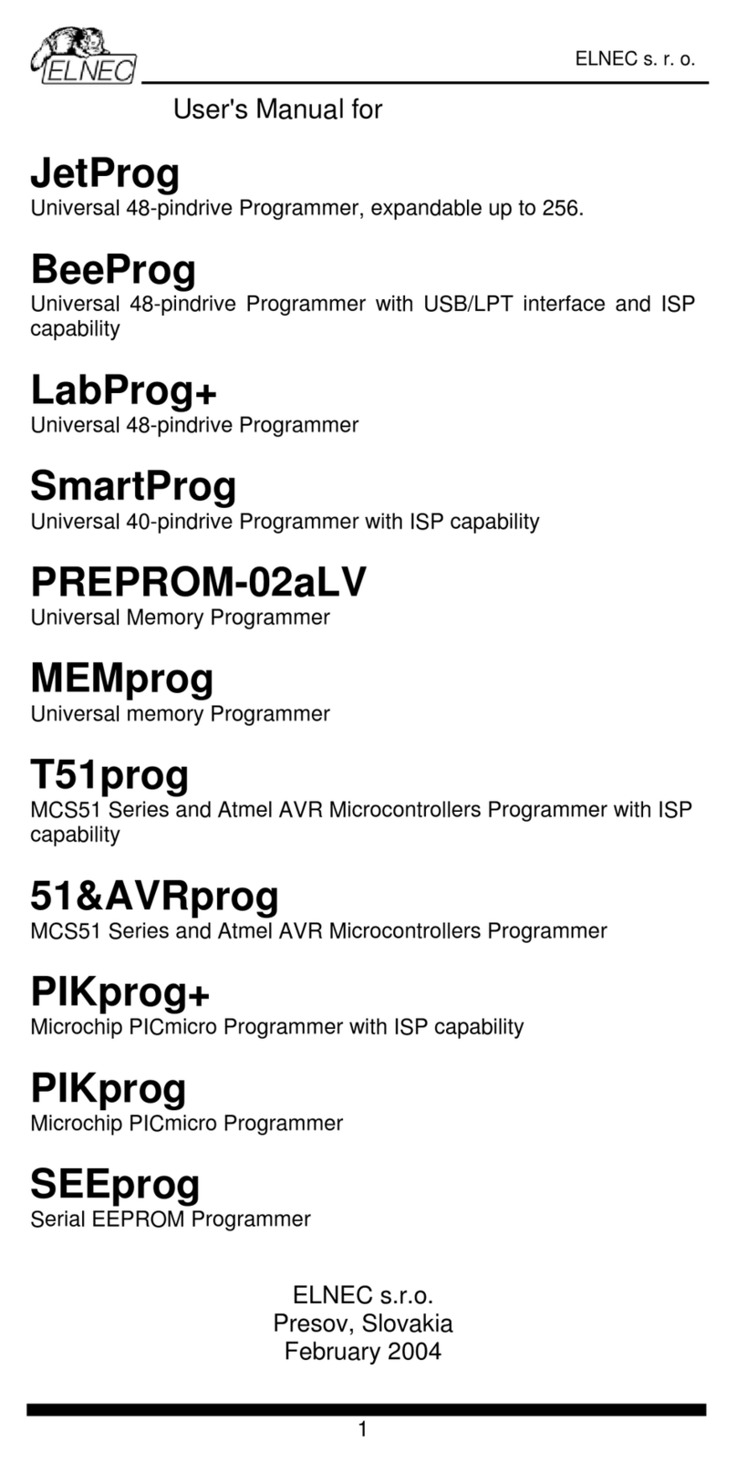 Elnec JetProg user manual