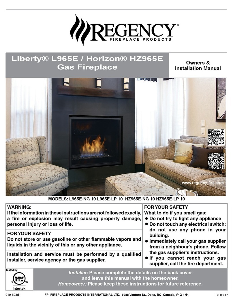 Regency Liberty L965E Owners and installation manual Regency Liberty L965E Owners and installation manual