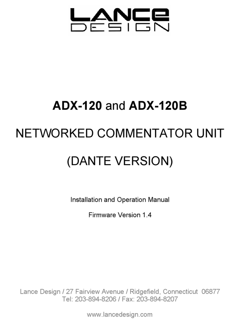 Lance Design ADX-120 Installation and operation manual Lance Design ADX-120 Installation and operation manual