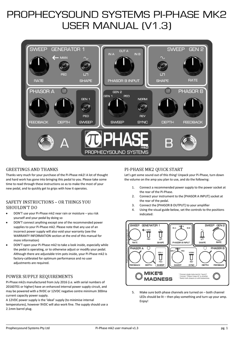 Prophecysound Systems Pi-Phase MK2 user manual