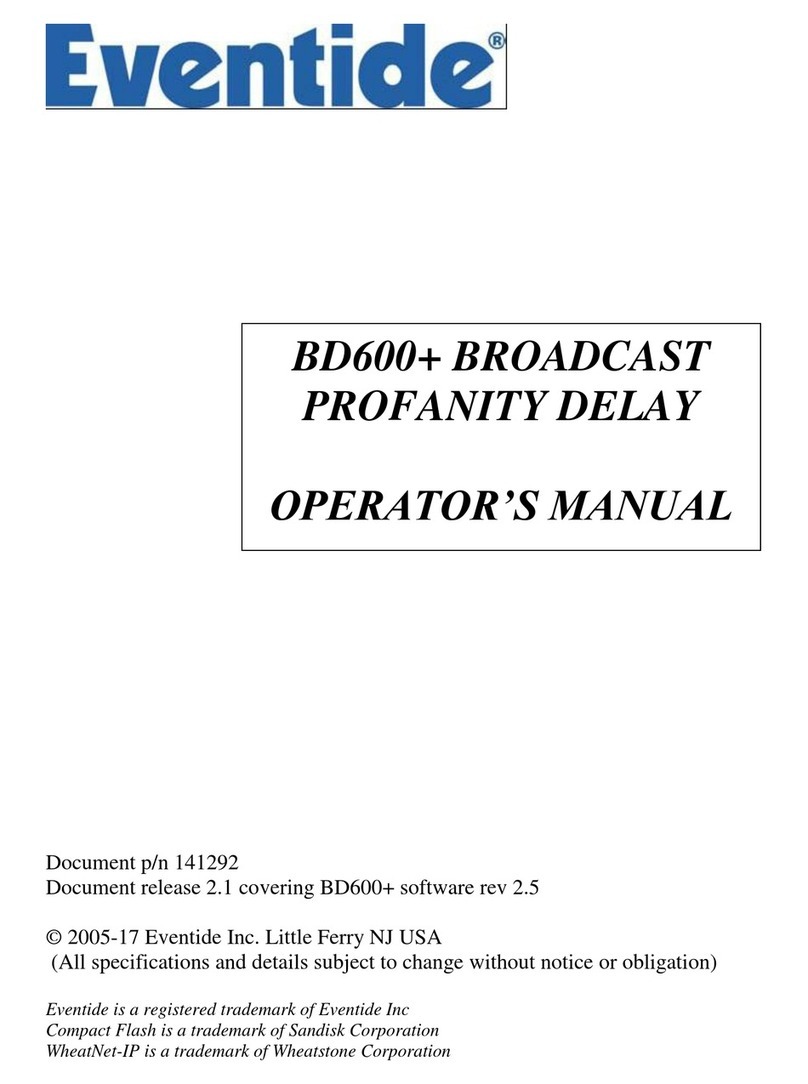 Eventide BD600+ Operator's manual