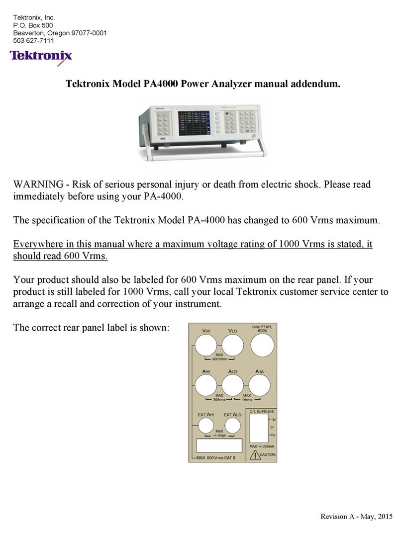 Tektronix PA4000 Series Installation and operating instructions