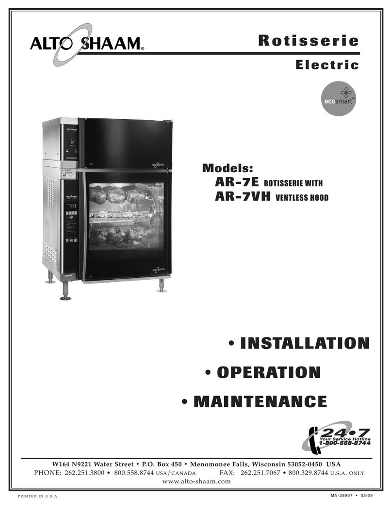 Alto-Shaam AR-7E Installation and operating instructions