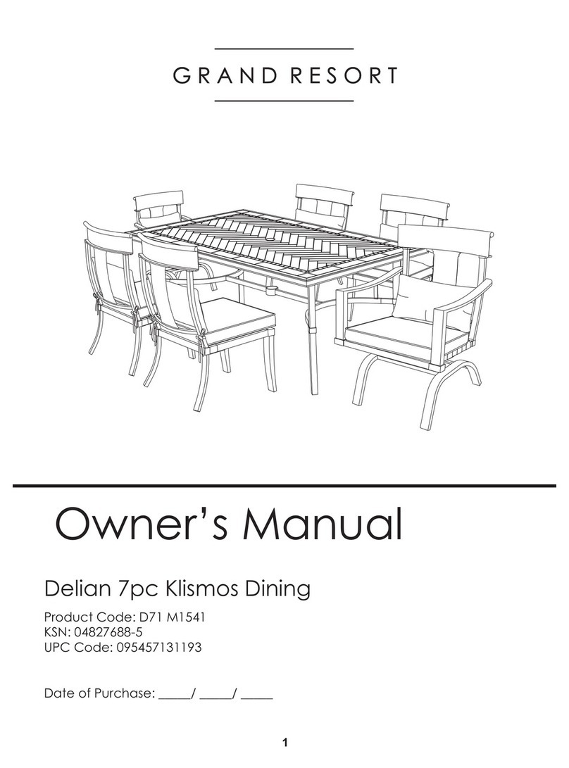 GRAND RESORT Delian 7pc Klismos Dining owner's manual GRAND RESORT Delian 7pc Klismos Dining owner's manual
